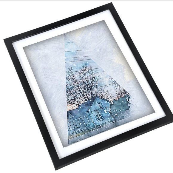 Framed Watercolor winter‎ wall art - Picture 1 of 3